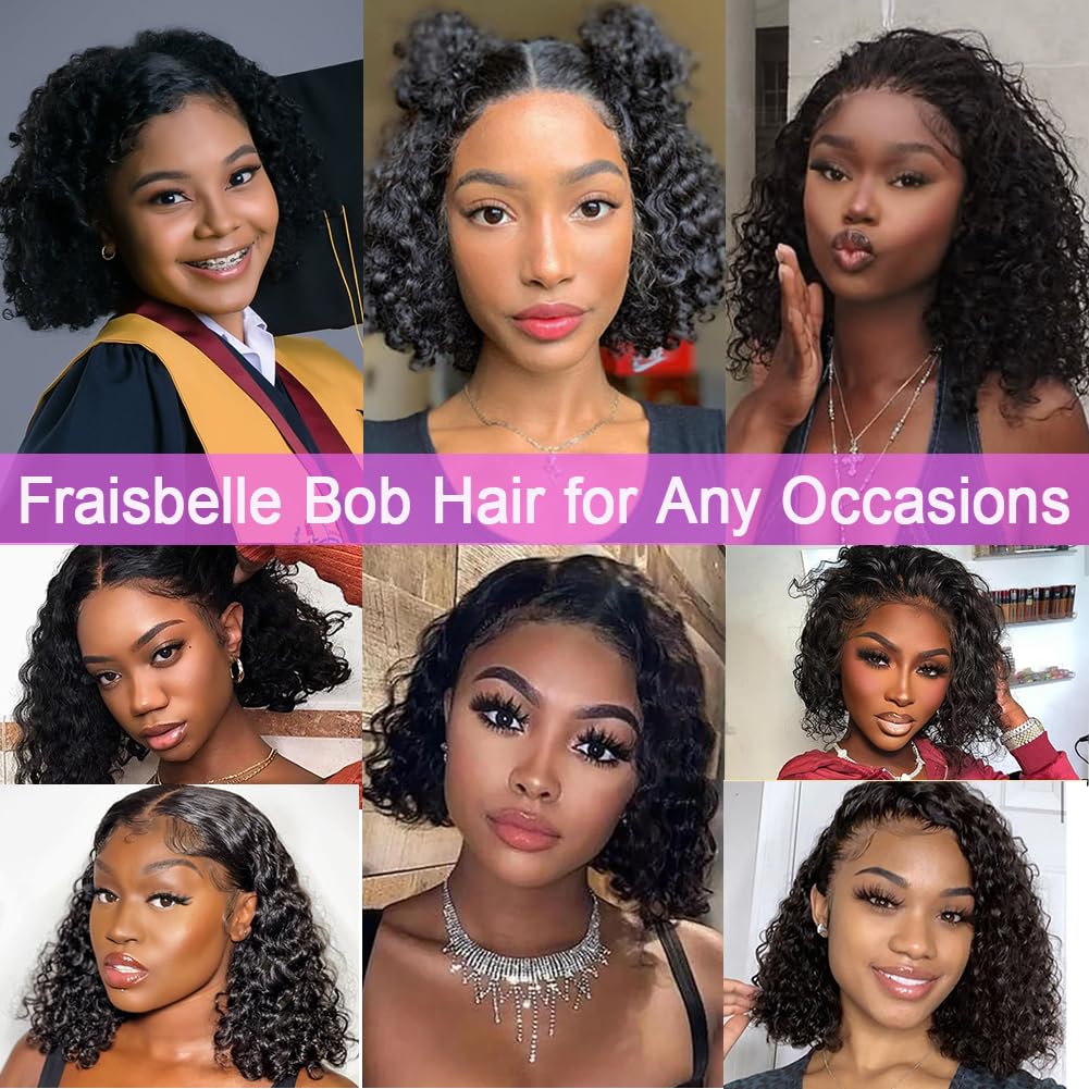 12 Inch 180 Density CurlyBob Wig, 5x5 HD WearAnd Go Glueless DeepWave Human Hair forBlack Women
