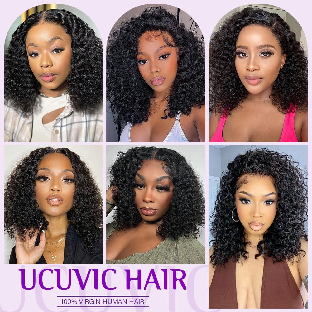 12 Inch Curly Bob Wig 5x5Wear And Go GluelessDeep Wave Human Hair200 Density for BlackWomen