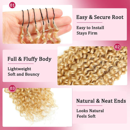 14 Inch 100g Deep WaterWave Pre SeparatedHuman Hair KnotlessCrochet Hair NaturalBlack