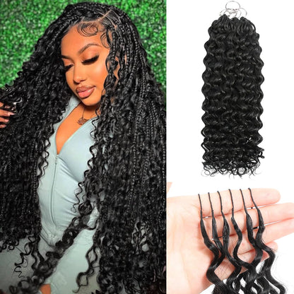 14 Inch 100g Deep WaterWave Pre SeparatedHuman Hair KnotlessCrochet Hair NaturalBlack