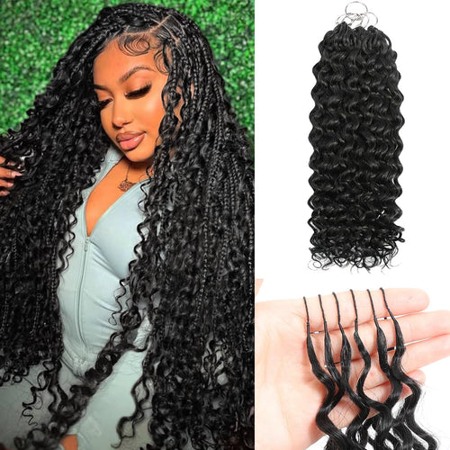 14 Inch 100g Deep WaterWave Pre SeparatedHuman Hair KnotlessCrochet Hair NaturalBlack