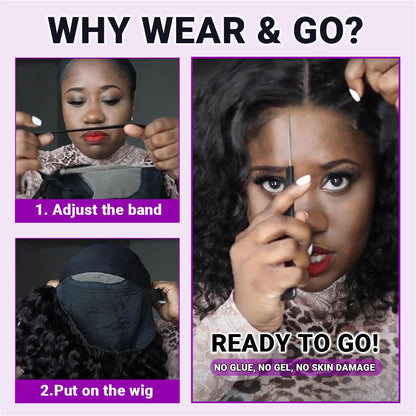 12 Inch Curly Bob Wig 5x5Wear And Go GluelessDeep Wave Human Hair200 Density for BlackWomen