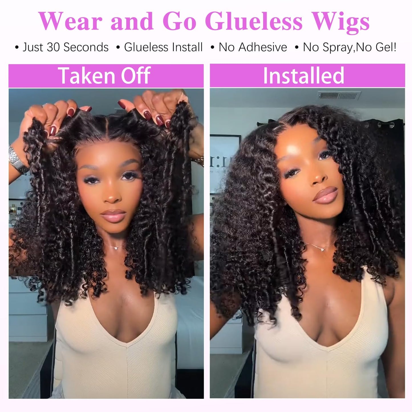 Liqusee 13x4 HD LaceFront Burmese CurlyHuman Hair Wig 20 Inch250% Density GluelessWear and Go