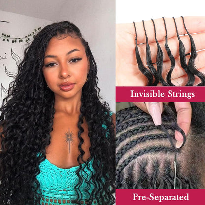 14 Inch 100g Deep WaterWave Pre SeparatedHuman Hair KnotlessCrochet Hair NaturalBlack