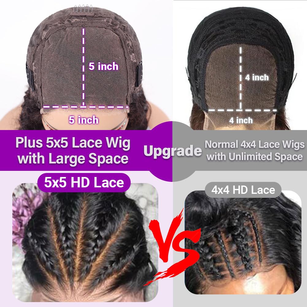 12 Inch Curly Bob Wig 5x5Wear And Go GluelessDeep Wave Human Hair200 Density for BlackWomen