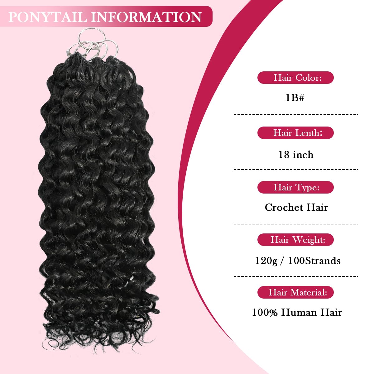 14 Inch 100g Deep WaterWave Pre SeparatedHuman Hair KnotlessCrochet Hair NaturalBlack