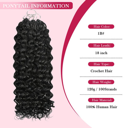 14 Inch 100g Deep WaterWave Pre SeparatedHuman Hair KnotlessCrochet Hair NaturalBlack