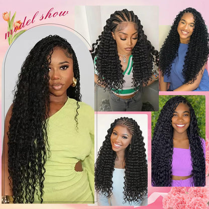14 Inch 100g Deep WaterWave Pre SeparatedHuman Hair KnotlessCrochet Hair NaturalBlack