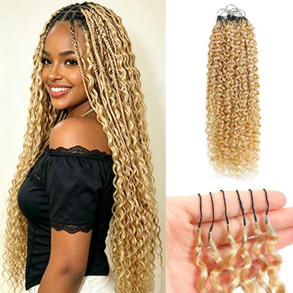 14 Inch 100g Deep WaterWave Pre SeparatedHuman Hair KnotlessCrochet Hair NaturalBlack