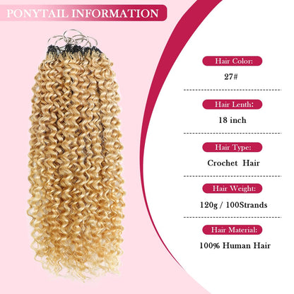 14 Inch 100g Deep WaterWave Pre SeparatedHuman Hair KnotlessCrochet Hair NaturalBlack