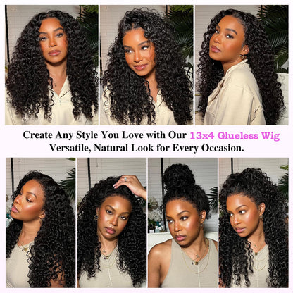 Liqusee 13x4 HD LaceFront Burmese CurlyHuman Hair Wig 20 Inch250% Density GluelessWear and Go